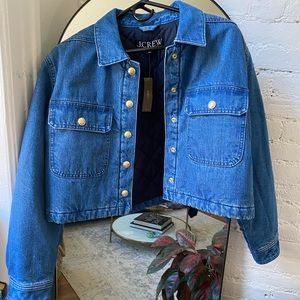 NWT Jcrew Quilted Crop Denim Jacket